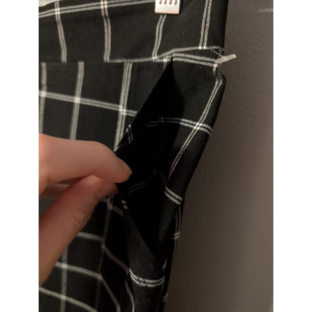 89th & Madison Windowpane Plaid Pencil Skirt Black White Size M Stretch Workwear - Picture 4 of 5